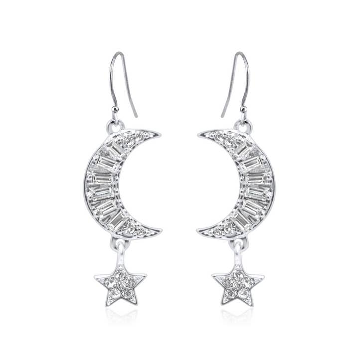 Moon and hanging  Star   Earrings