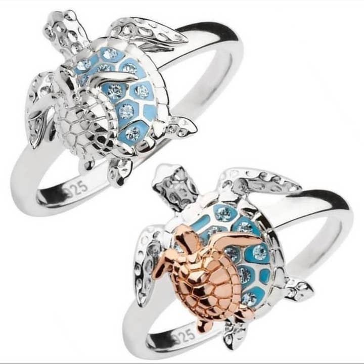 Sea  Turtle silver plated   Ring  adjustable