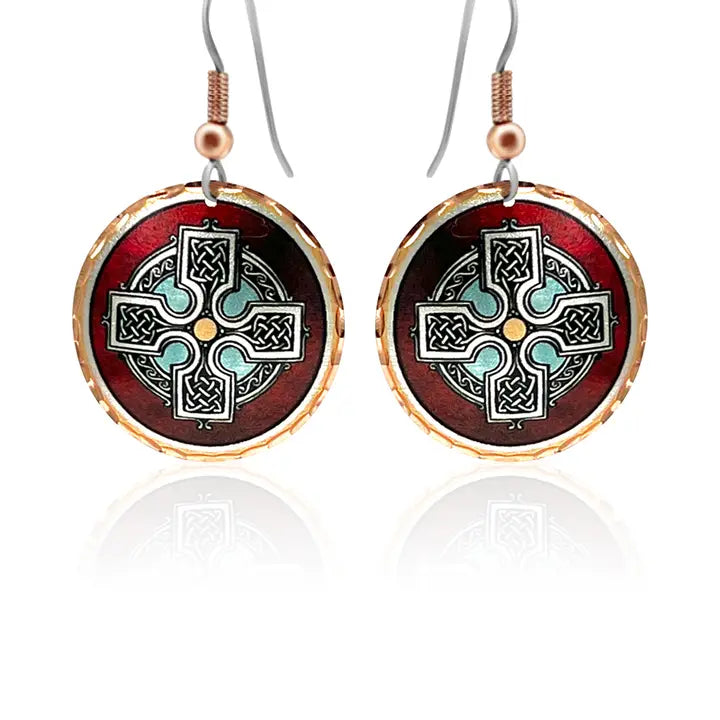 Copper Celtic style  Irish earrings