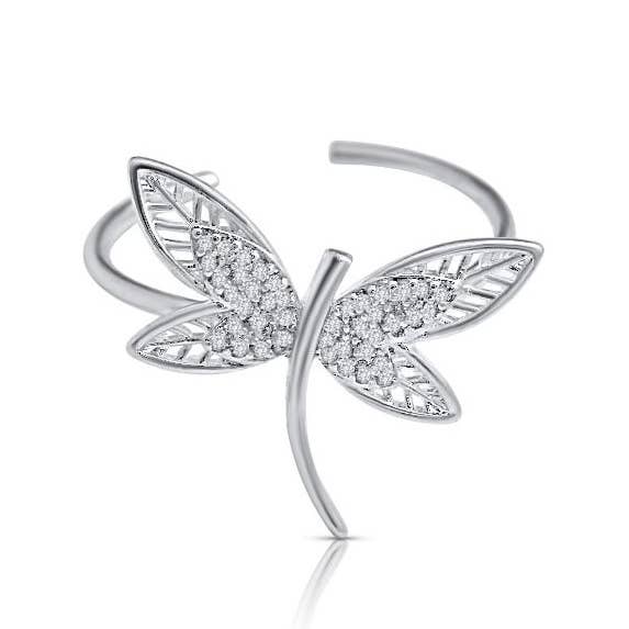 Unique Dragonfly Adjustable silver color Ring