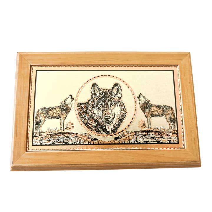 Wooden Box Wolf Face