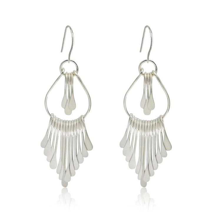 Silver color nail tassel dream catcher   earrings