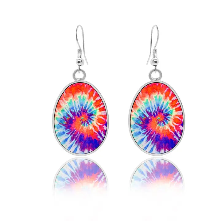 Tie dye orange earrings