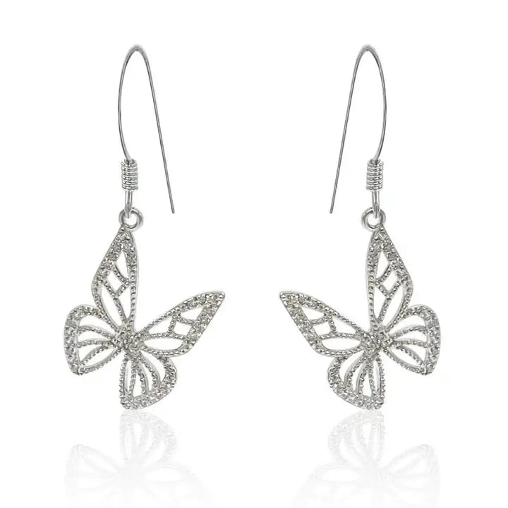 Silver Cut out   Butterfly Earrings