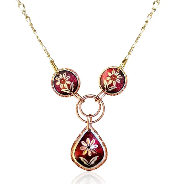 Red flower design necklace