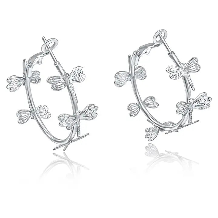 Silver Loop  Dragonfly Earrings best seller