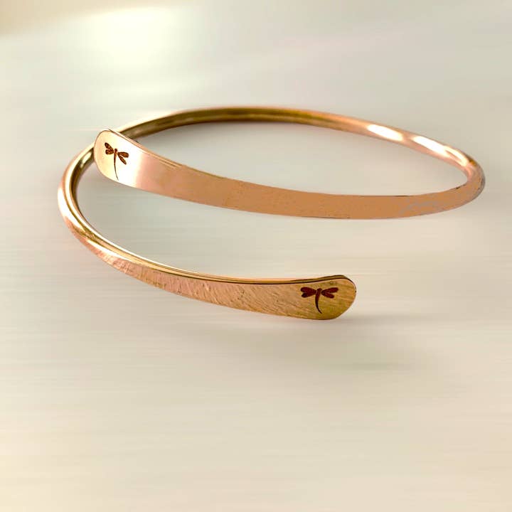 dragonfly engraving minimal adjustable bracelet