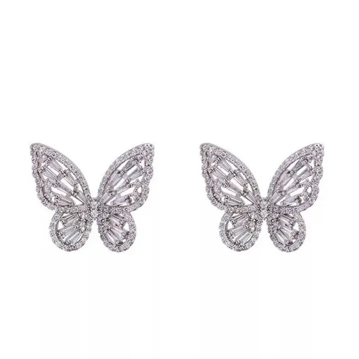 Silver stud  Butterfly Earrings