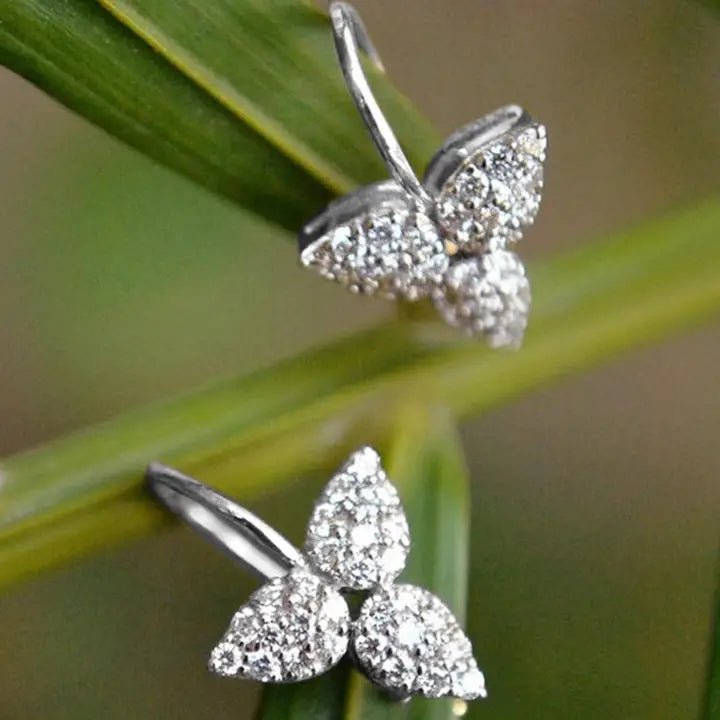 Drop silver earrings with zircon stones
