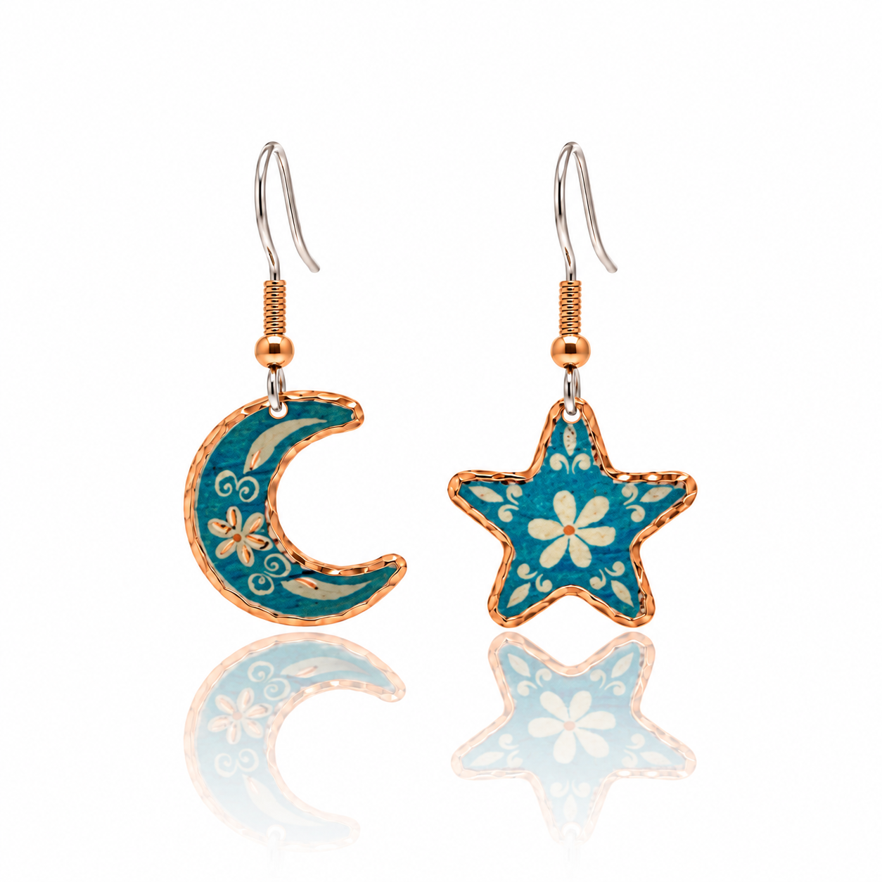 blue moon and star earrings