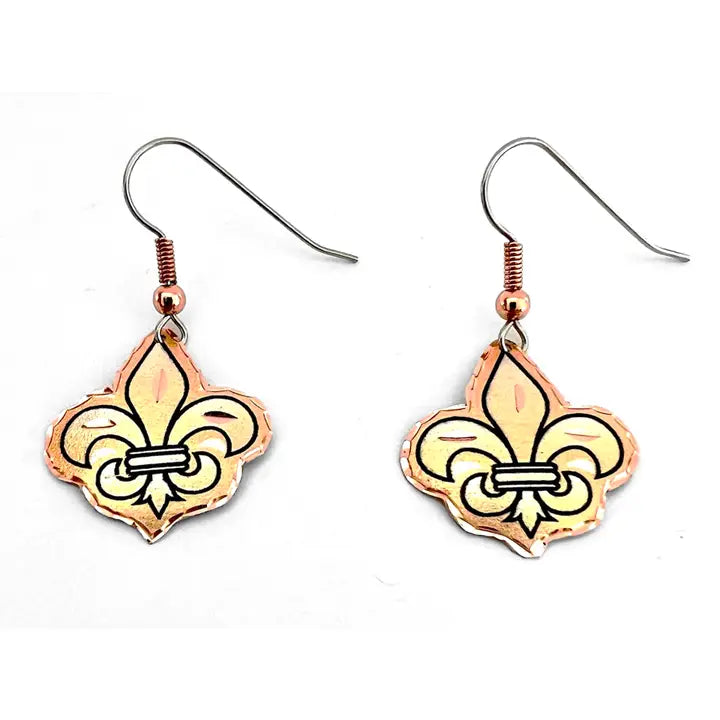 Fleur de lis design Copper earrings