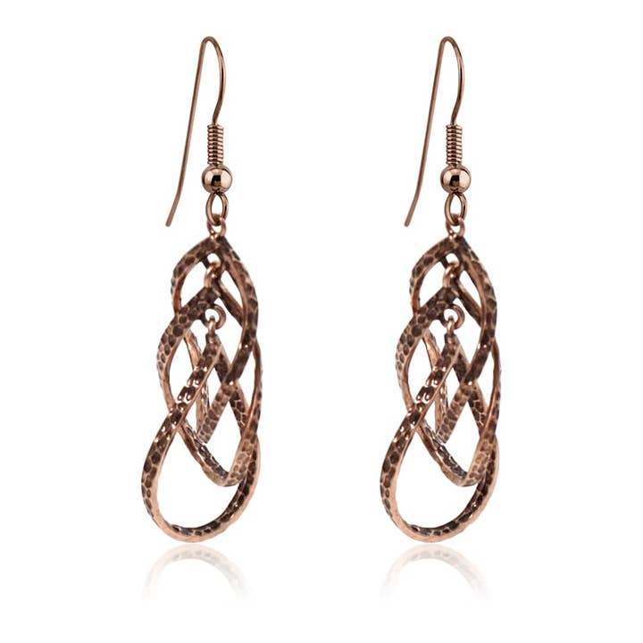 Boho Copper multiple circle  tassel dangle  earrings