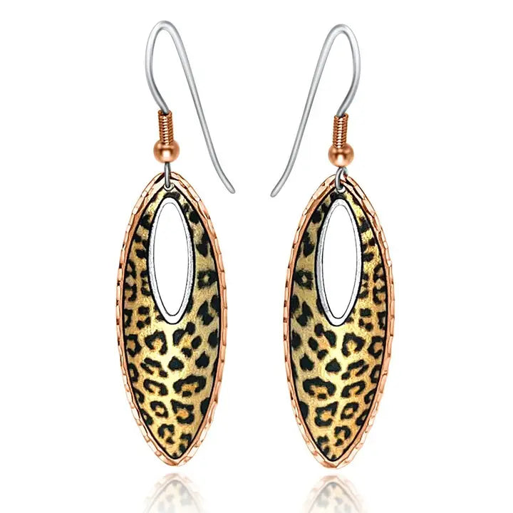 Leopard design Long Tear drop  earrings