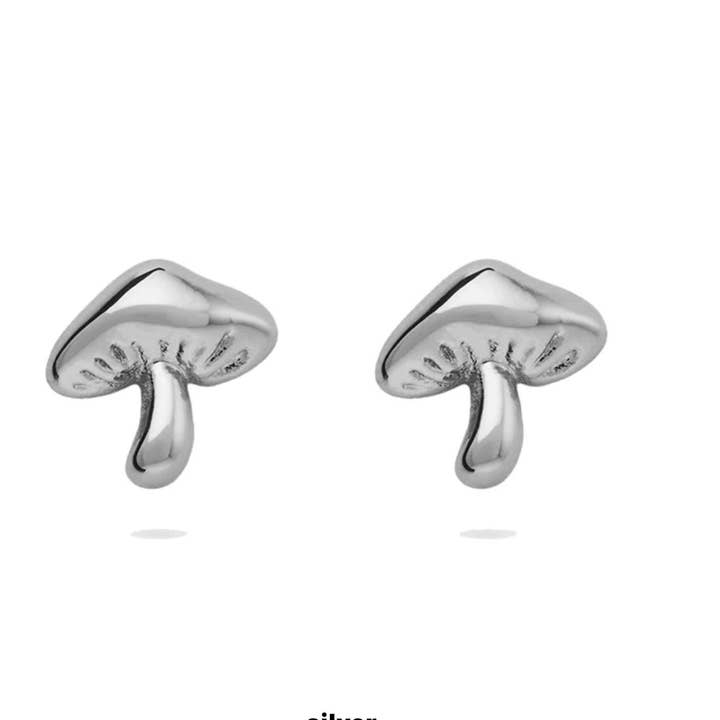 Mushroom  stud earrings sterling silver