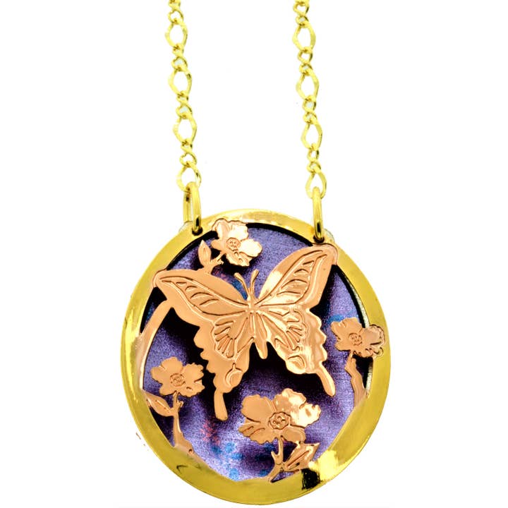 Butterfly &amp; Flowers Necklace NPT-37