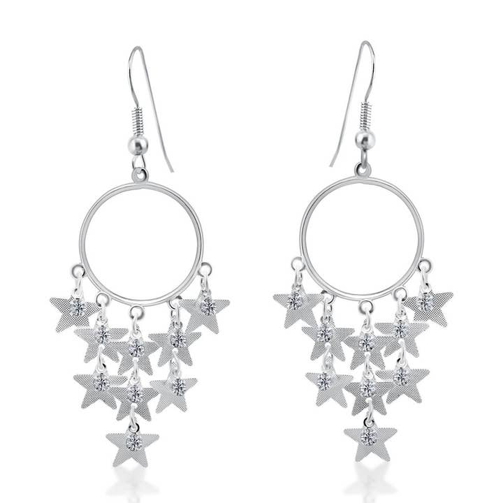 silver color multi piece  stars Earrings