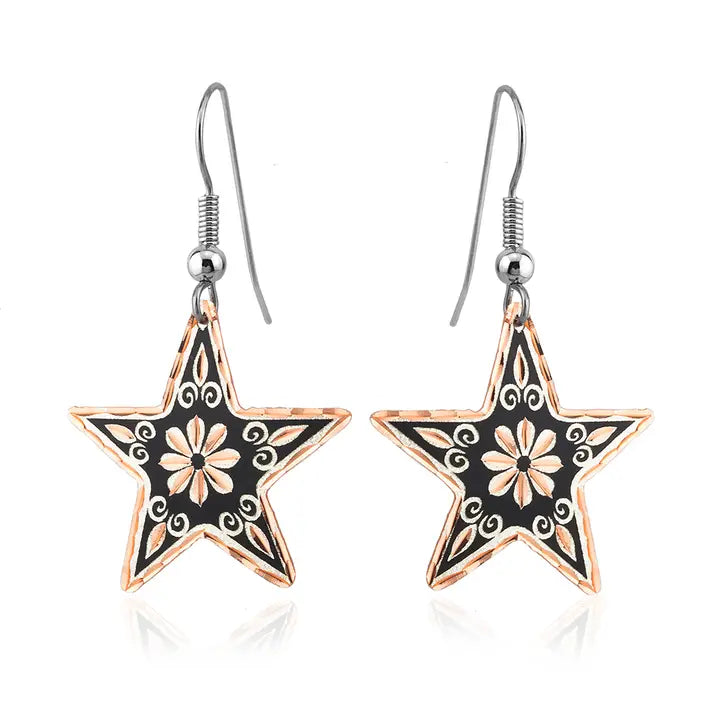 Black  Stars  floral   earrings