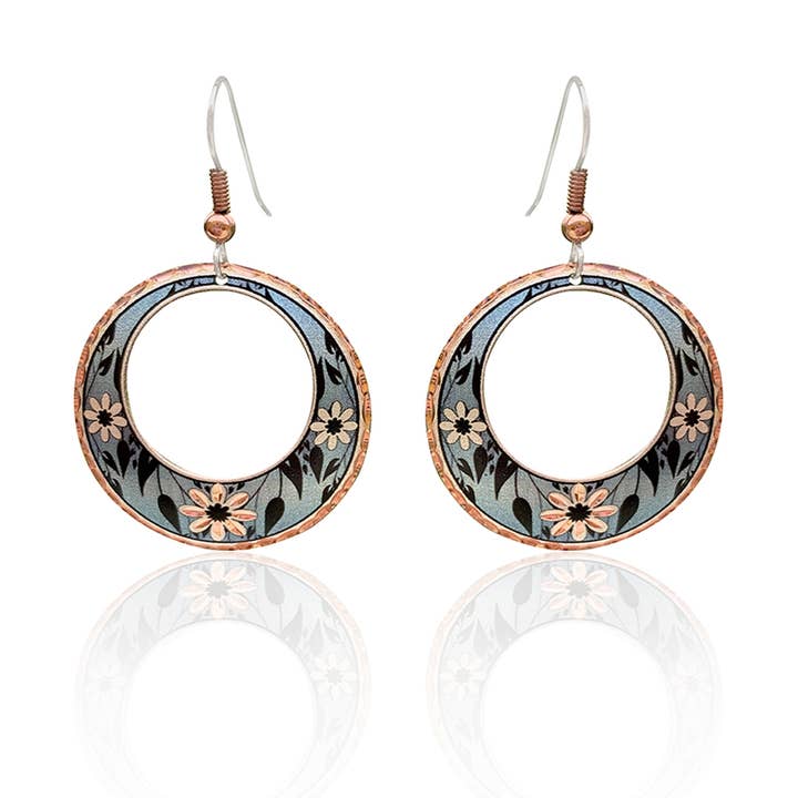 Blue Flower Hoop Earrings F-21