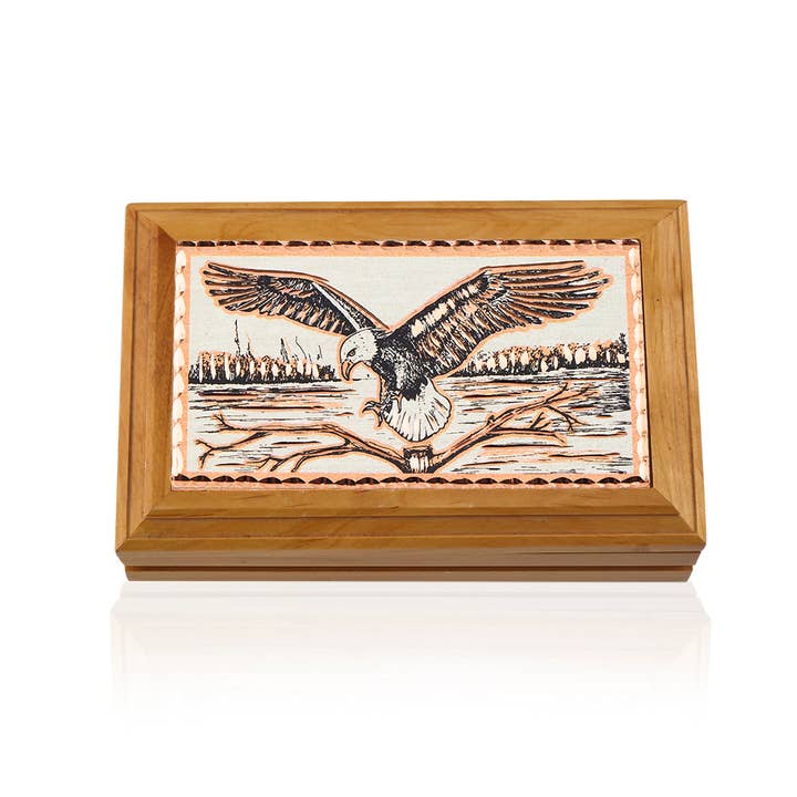 Wooden Box Flying Bald Eagle