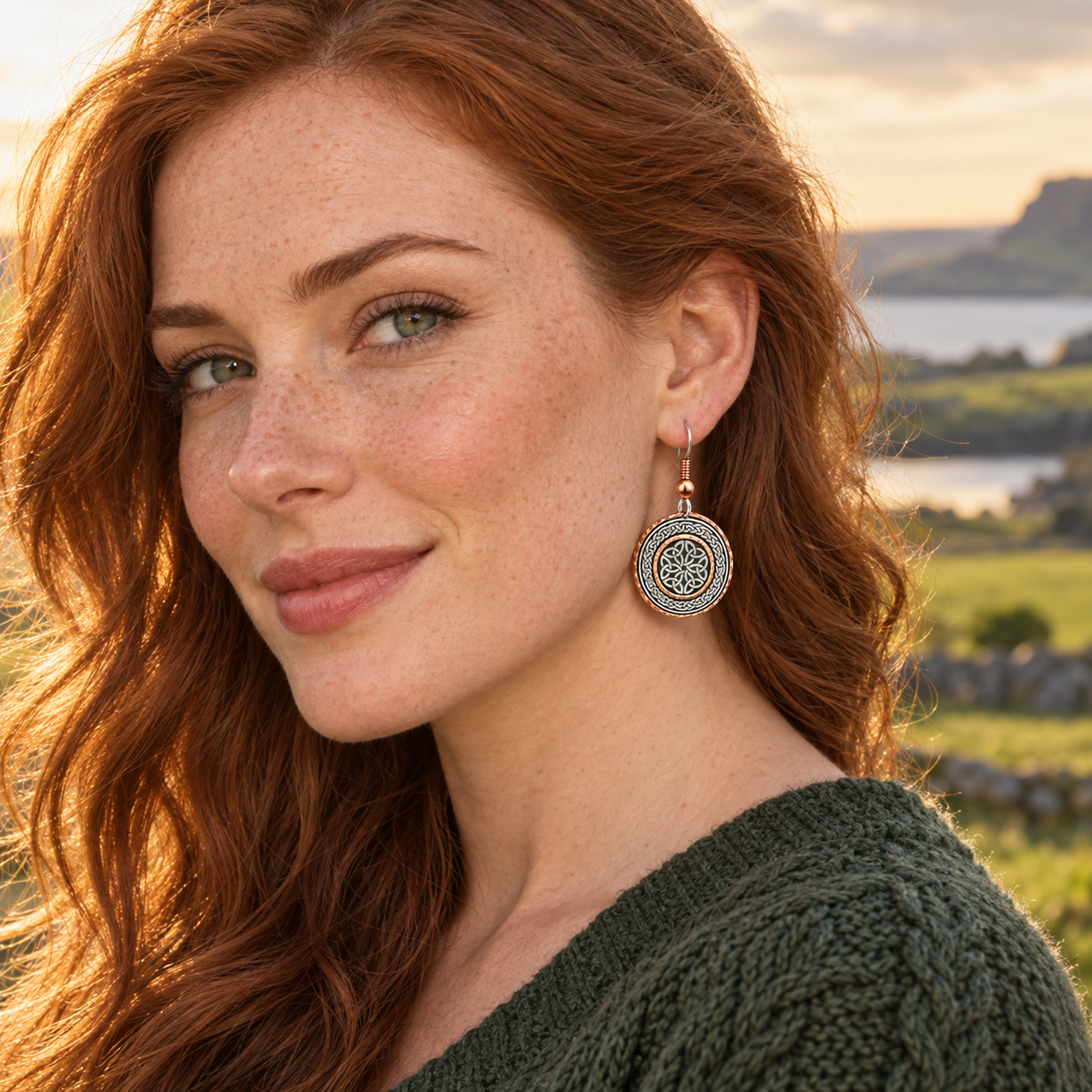 Copper Celtic style  Irish earrings