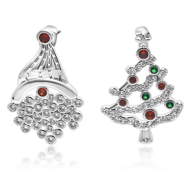 Gnome and Christ Xmas stud colorful zircon earrings