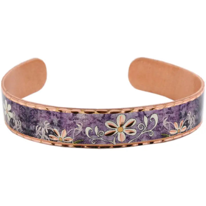 Purple Flower Cuff Bracelets