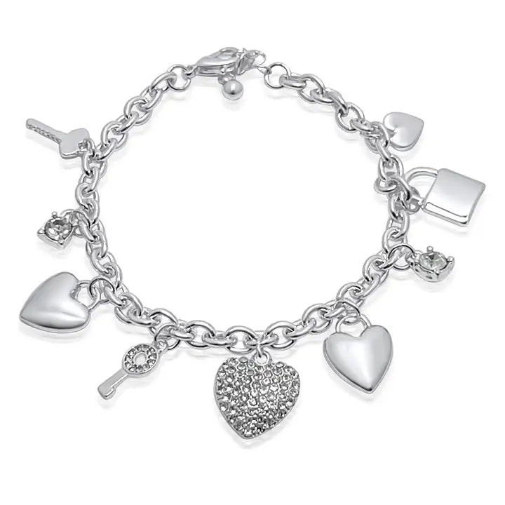 Heart Key Locker Steel Adjustable Anklet