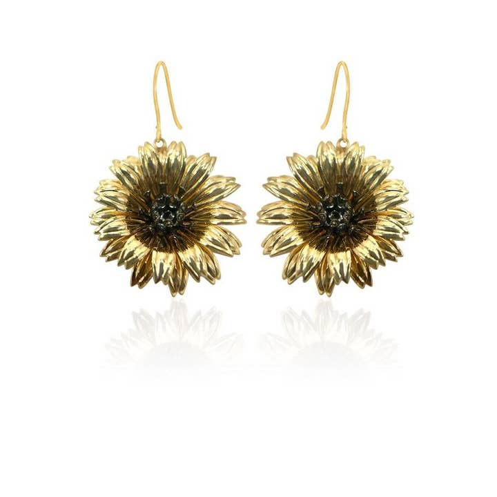 Sun flower gold color earrings