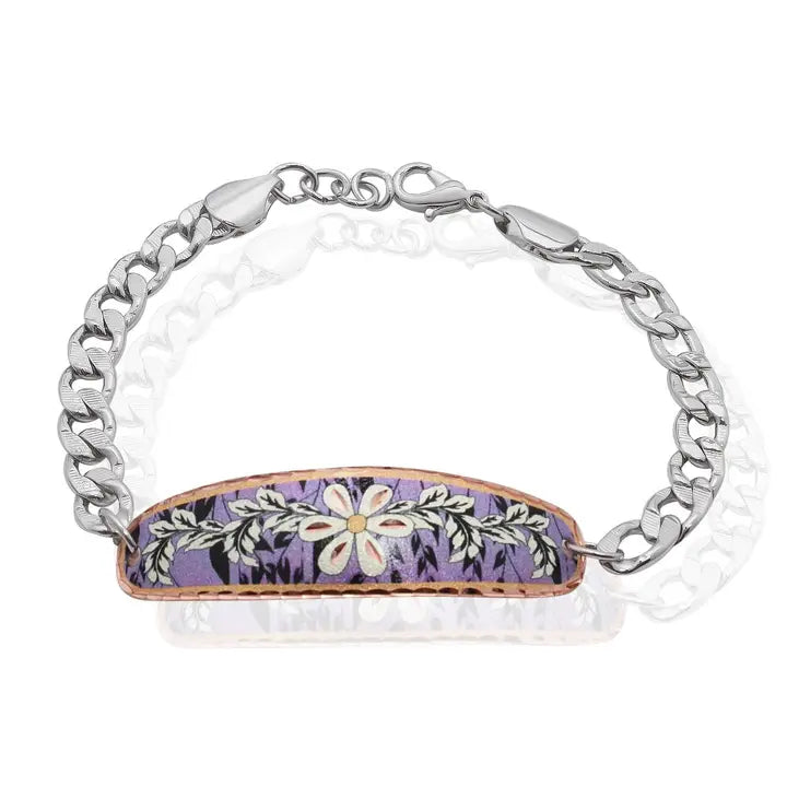 Purple Flower Chain Bracelet Adjustable