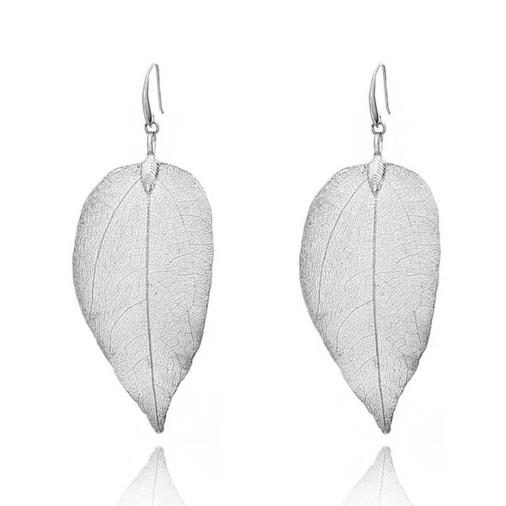 Leaf silver earrings