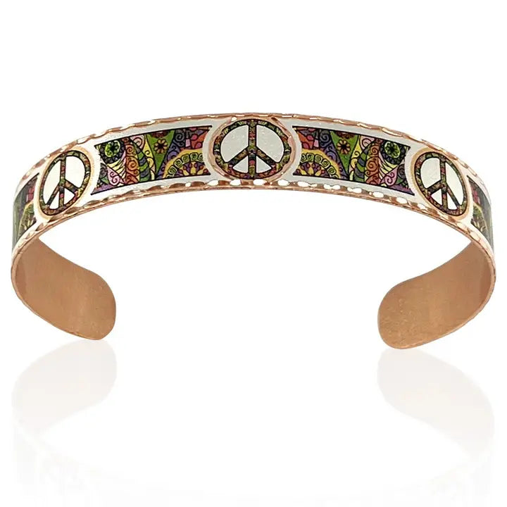 Peace sign narrow cuff bracelet