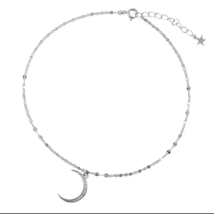 silver color  adjustable  Moon design anklet