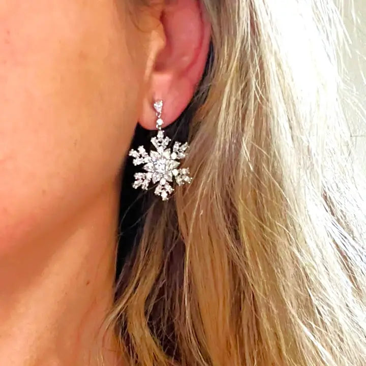 snow flake zircon   Stud Earrings