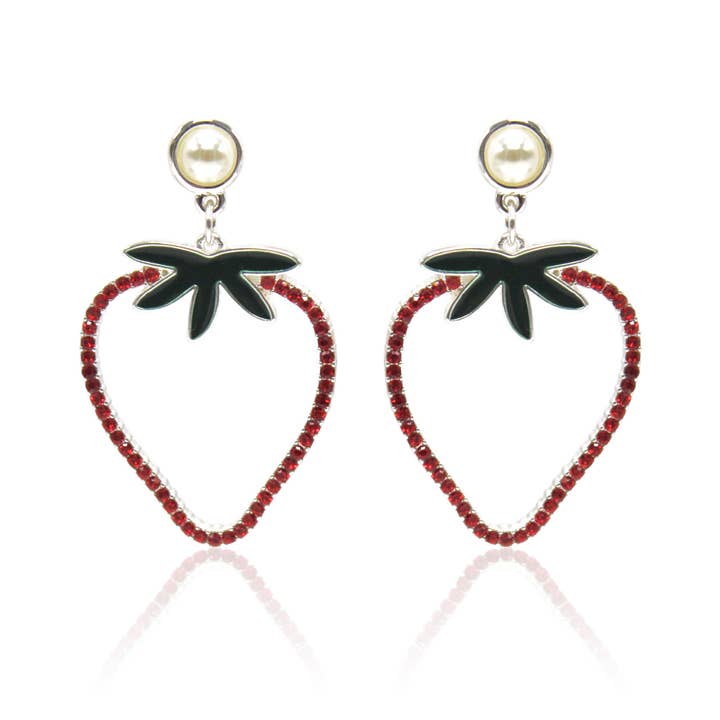 Strawberry stud Earrings  large with zirconia stones