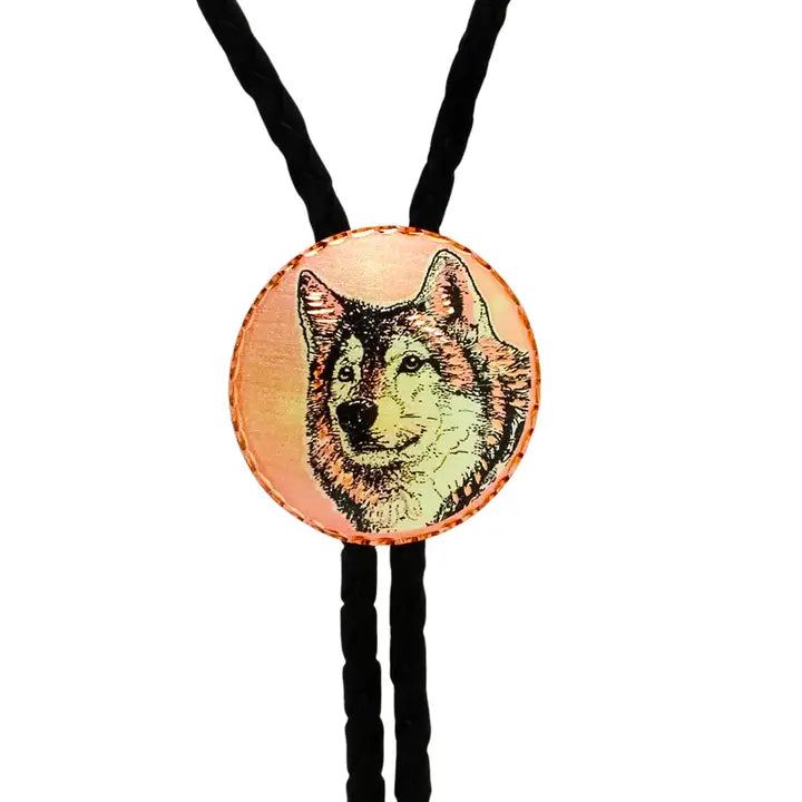 Wolf Face Western Bolo Tie
