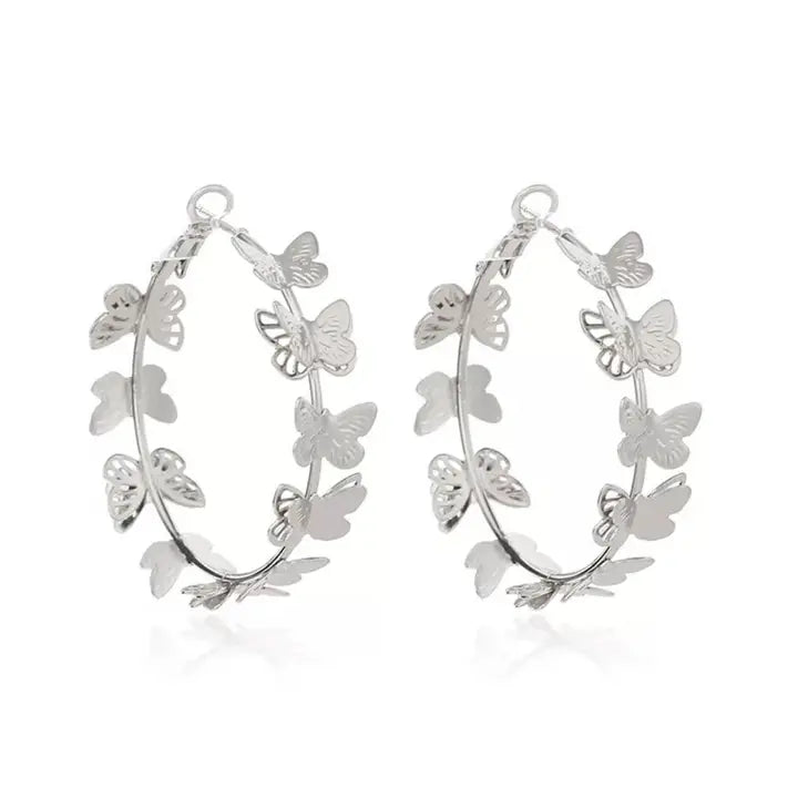 Silver Loop  Butterfly Earrings best seller