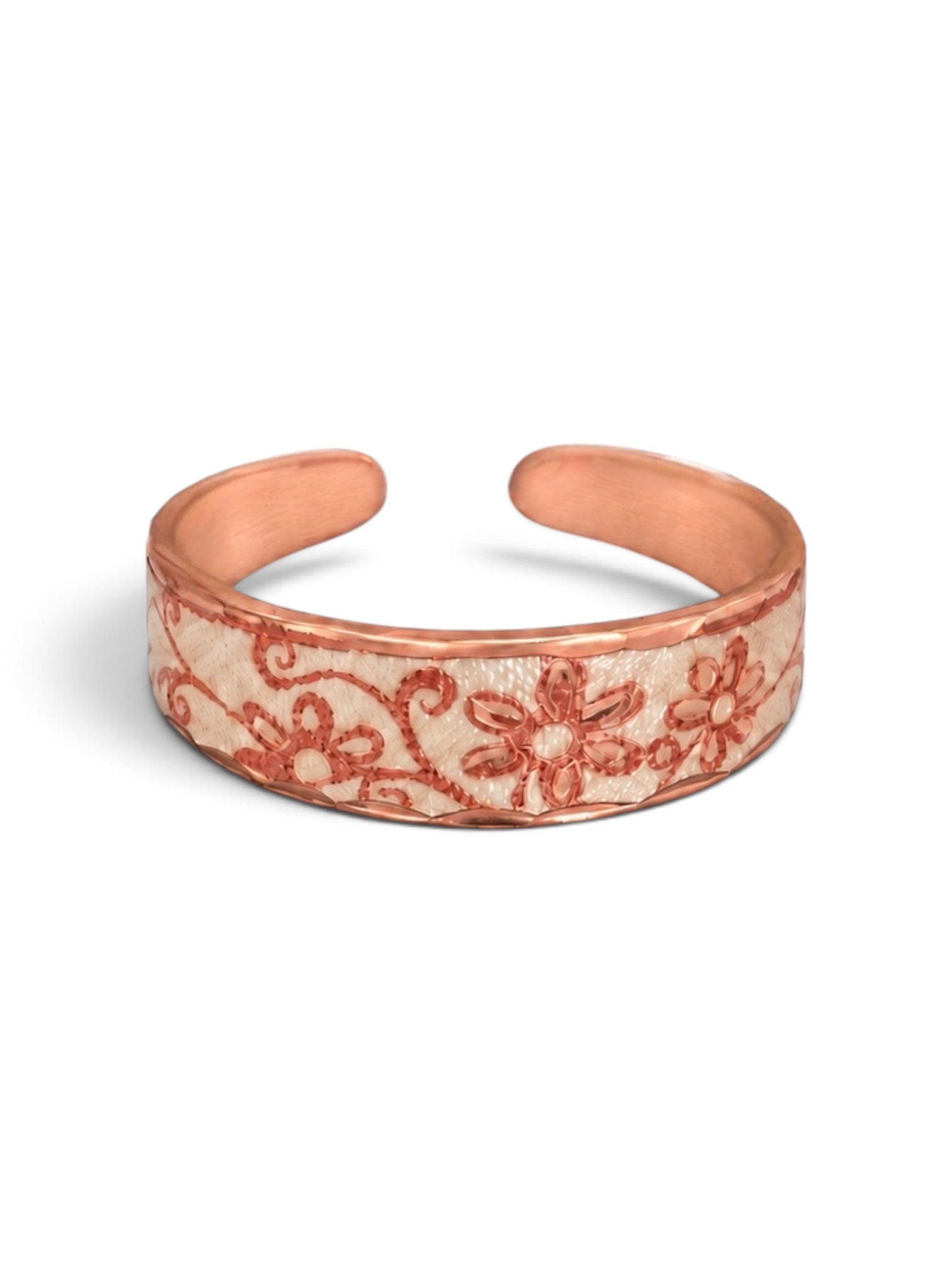 silver background daisy flower design ring