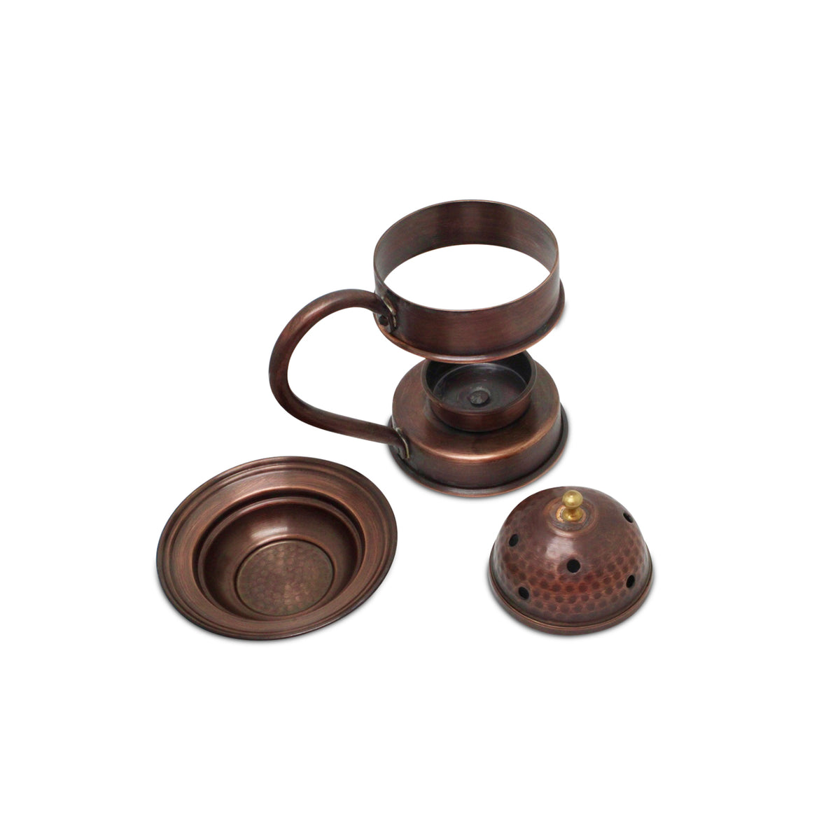 Handmade copper insense burner oxidized antique look