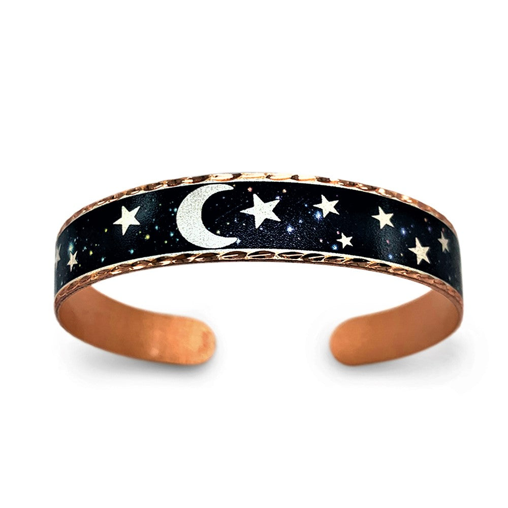Moon and star celestial narrow bracelet