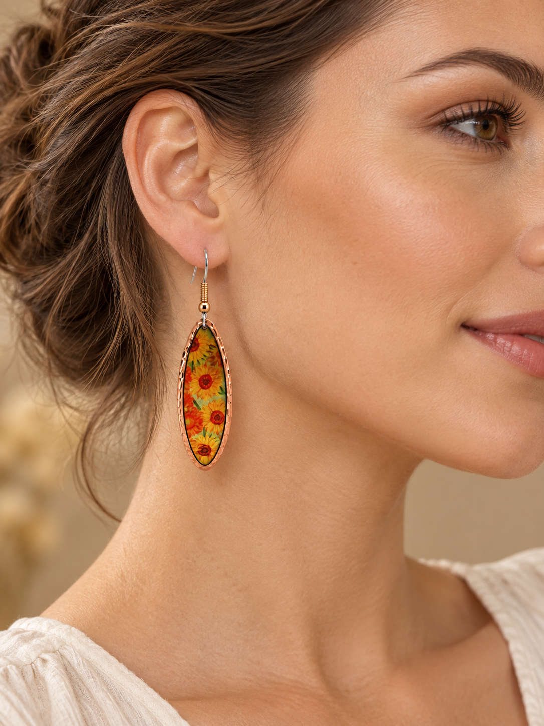 Van Gogh Sun Flower Design Earrings