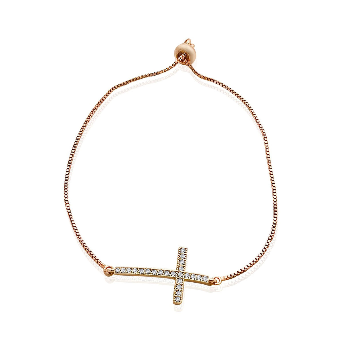 Rose gold Cross Bracelet w/slider chain