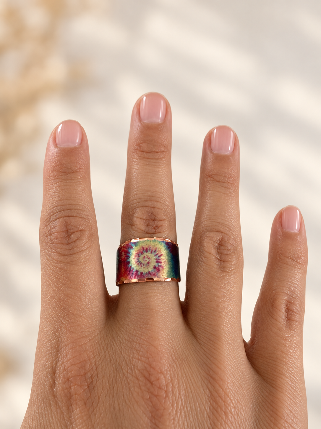 tie dye adjustable art ring