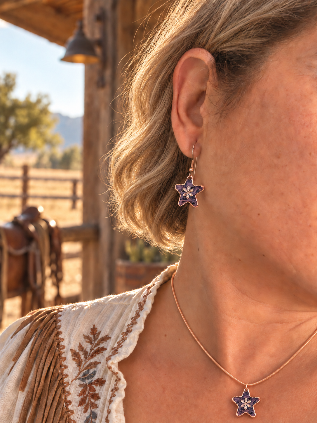 Purple moon and star earrings