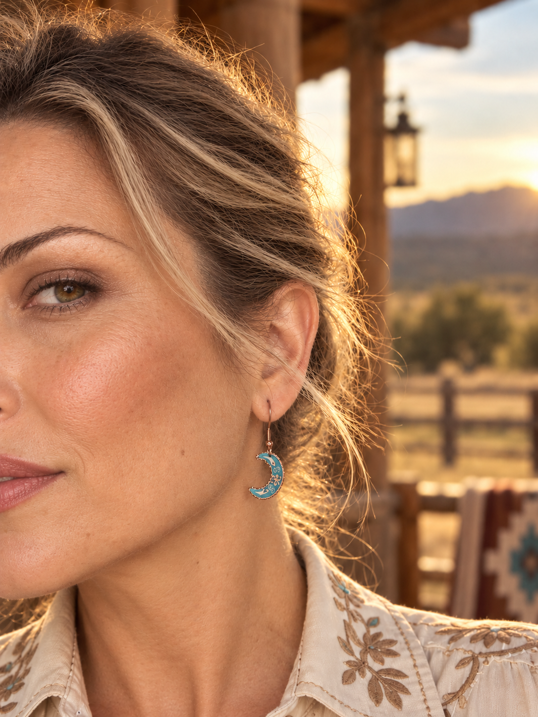 blue moon and star earrings