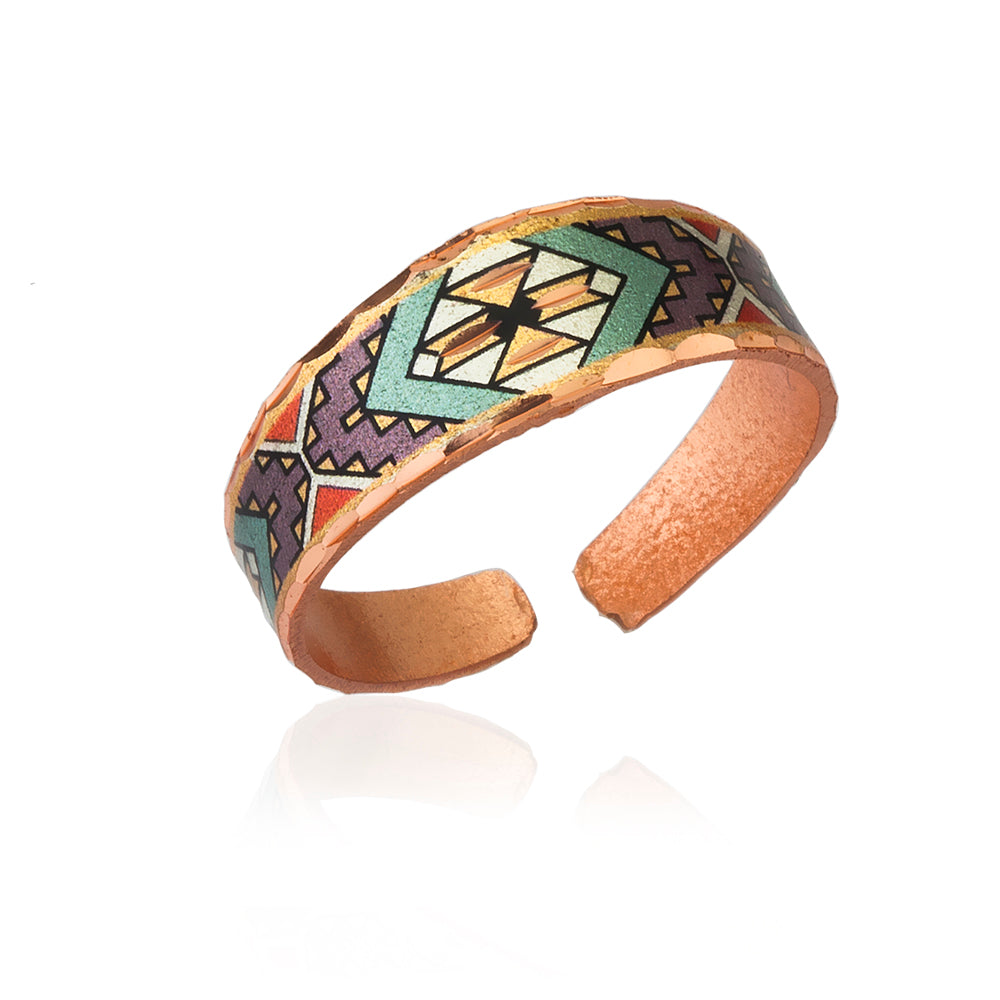 Western green purple adjustable craft ring