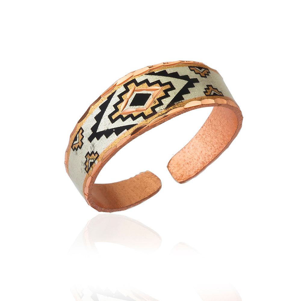 Western tradition silver black handmade adjustable ring