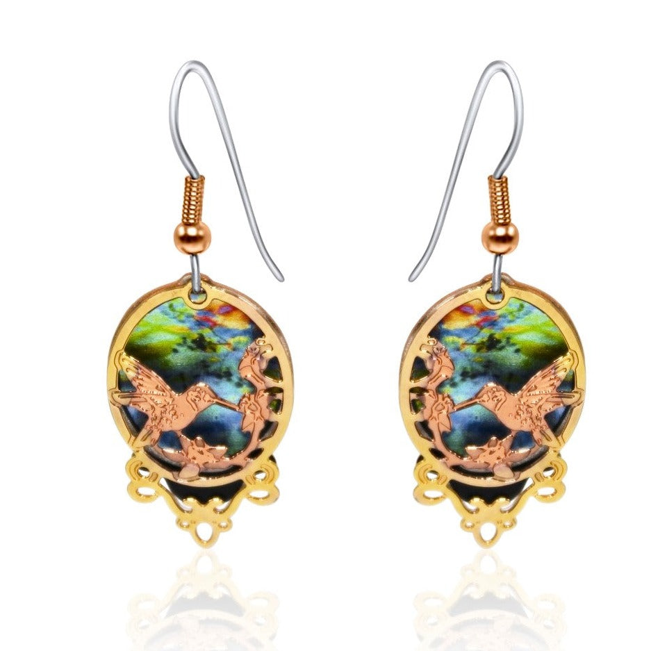 Hummingbird design 3D earrings