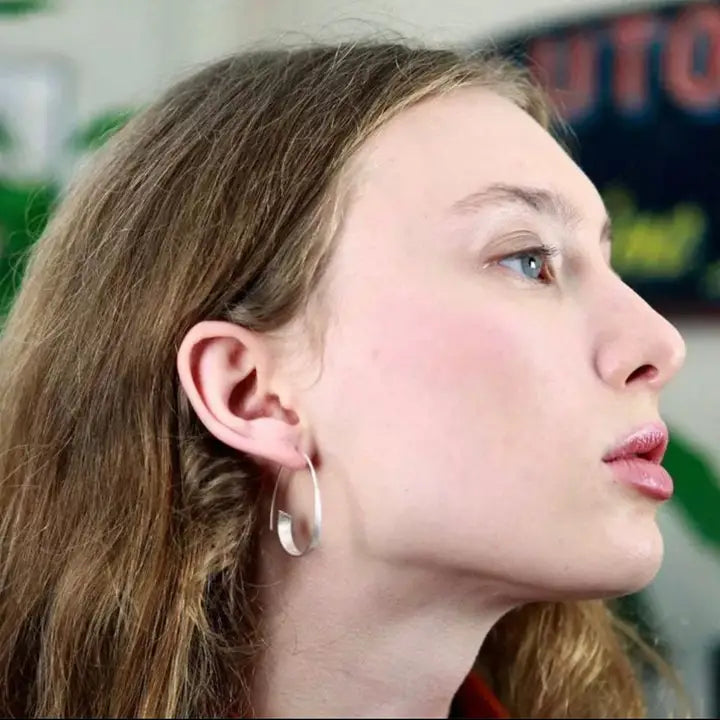 half moon silver plated brass  earrings