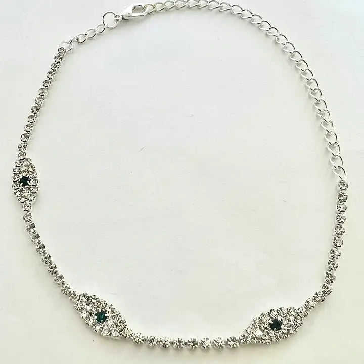 evil eye  adjustable anklet w/zirconia stones