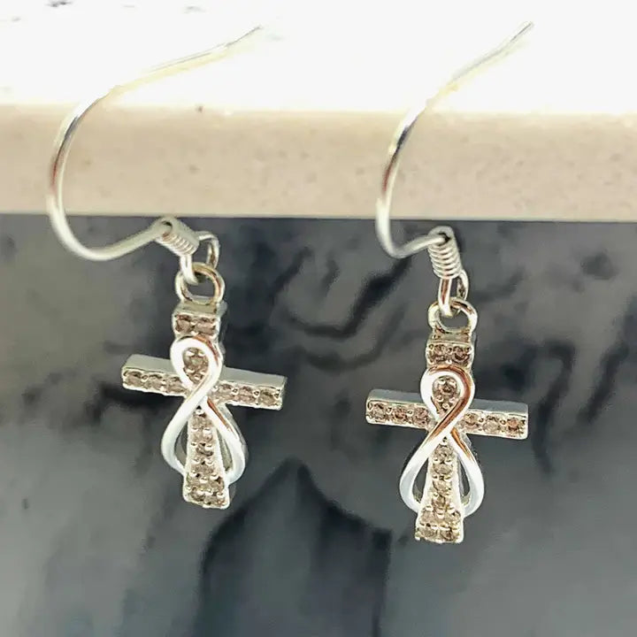 Sterling silver tiny Cross  Earrings